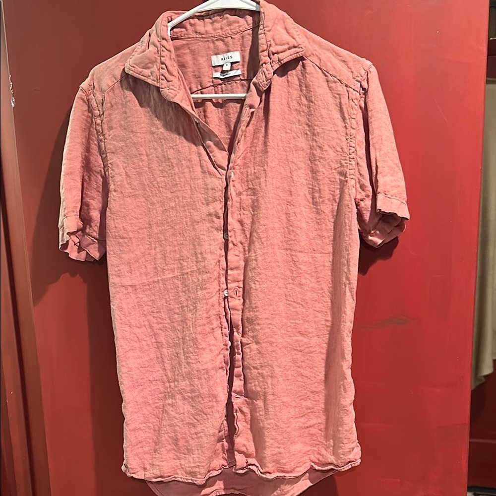 Reiss Pink Button Down Shirt Relaxed Fit